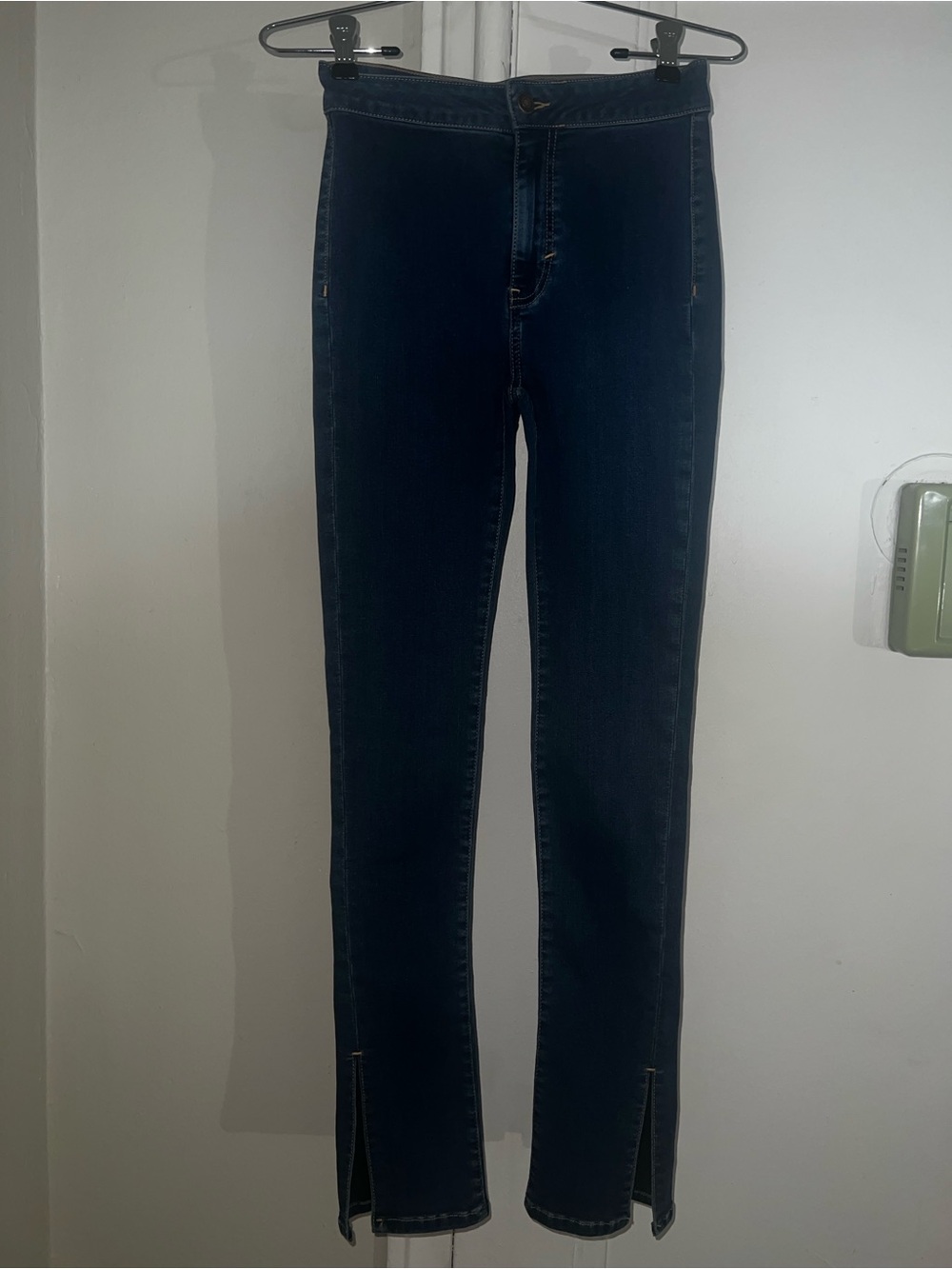 NWT- Free People We The Free Dark Blue Skinny Jeans with Ankle Slits